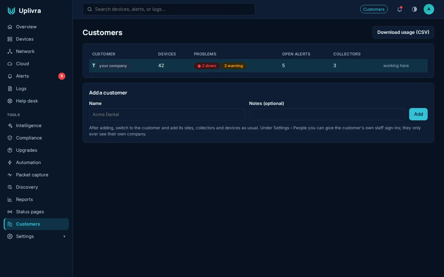 Customers, their devices and open problems at a glance.